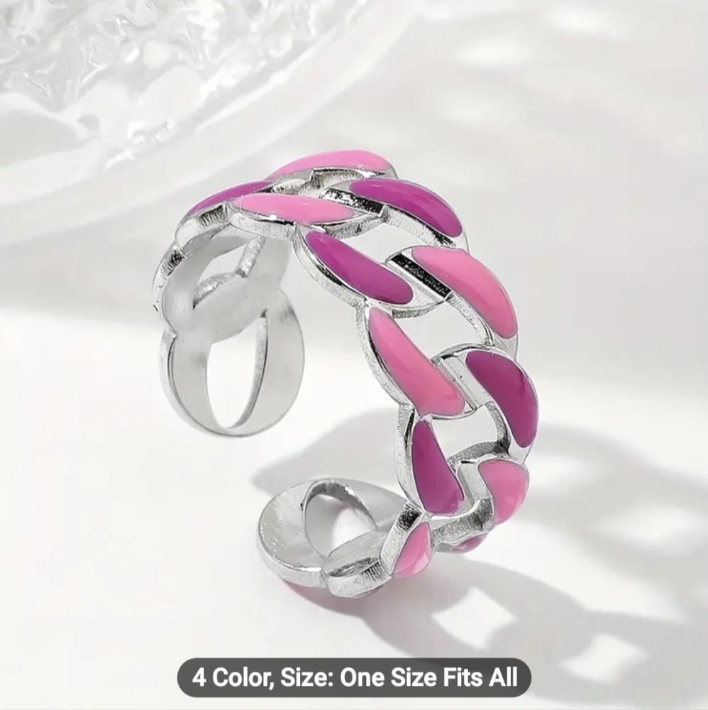 🔗🔗NEW🔗🔗 PRETTY!! SS Adjustable PINK and SILVER Chain Link Ring